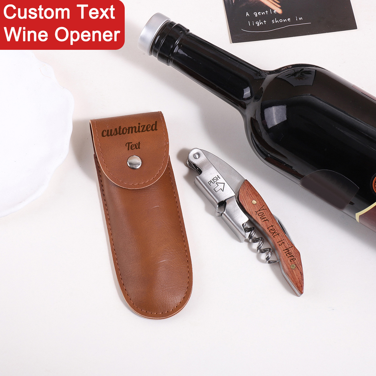 Wine With Beer Name - Tire-bouchon personnalisé avec poignée en bois,
